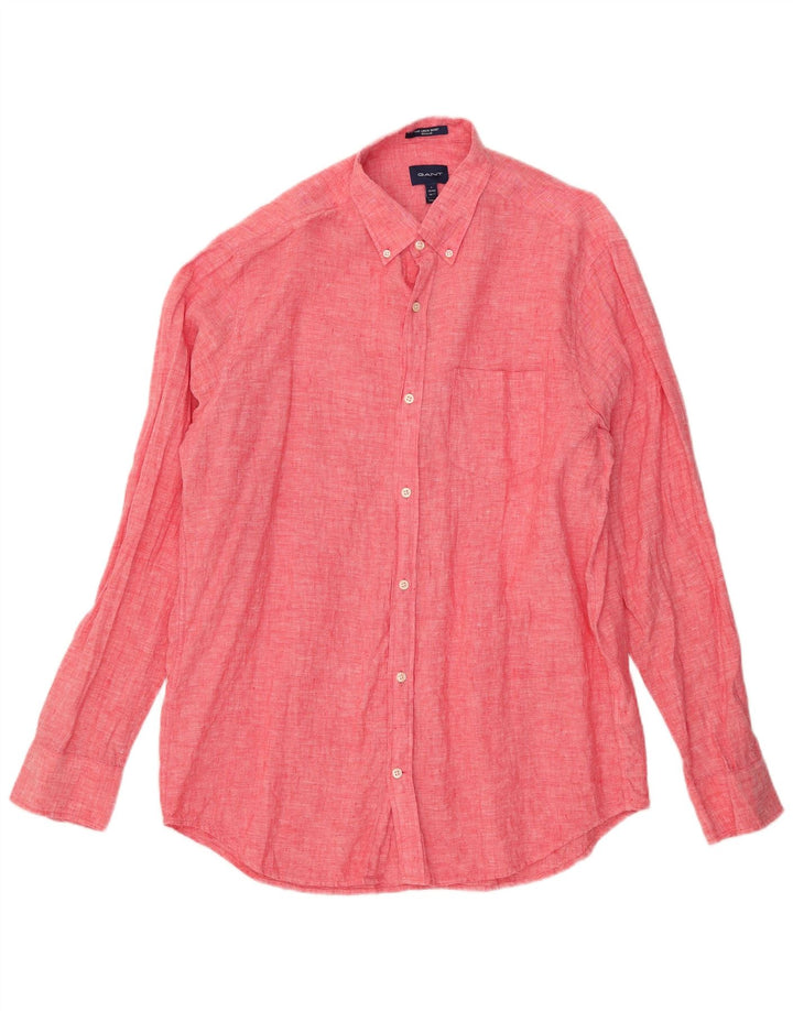 Gant Mens Regular Fit Shirt Size 41/42 16 1/2 Large Red Linen