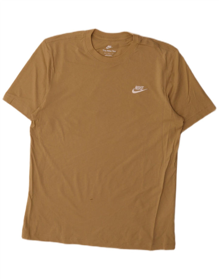 Nike Mens T-Shirt Top Medium Beige Cotton