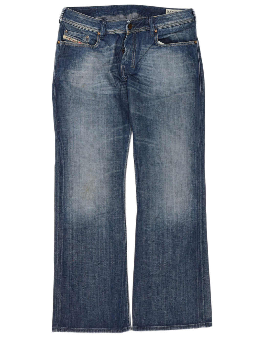 Diesel Mens Zathan Regular Bootcut Jeans W34 L32 Blue Cotton
