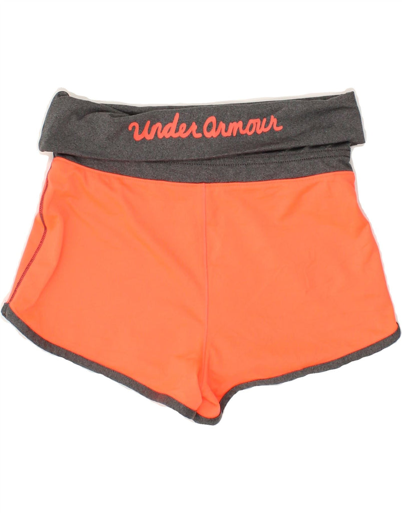 UNDER ARMOUR Girls Graphic Sport Shorts 9-10 Years Medium Orange Polyester | Vintage Under Armour | Thrift | Second-Hand Under Armour | Used Clothing | Messina Hembry 