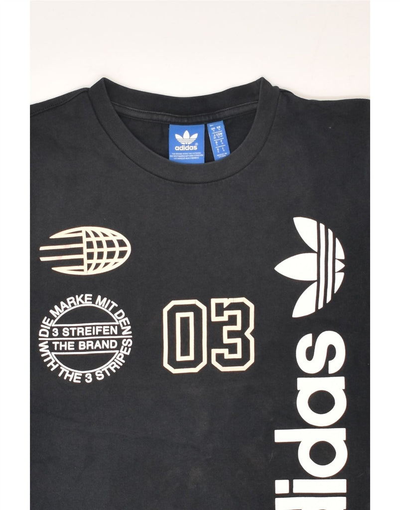 ADIDAS Womens Graphic T-Shirt Top UK 10 Small Black Cotton | Vintage Adidas | Thrift | Second-Hand Adidas | Used Clothing | Messina Hembry 