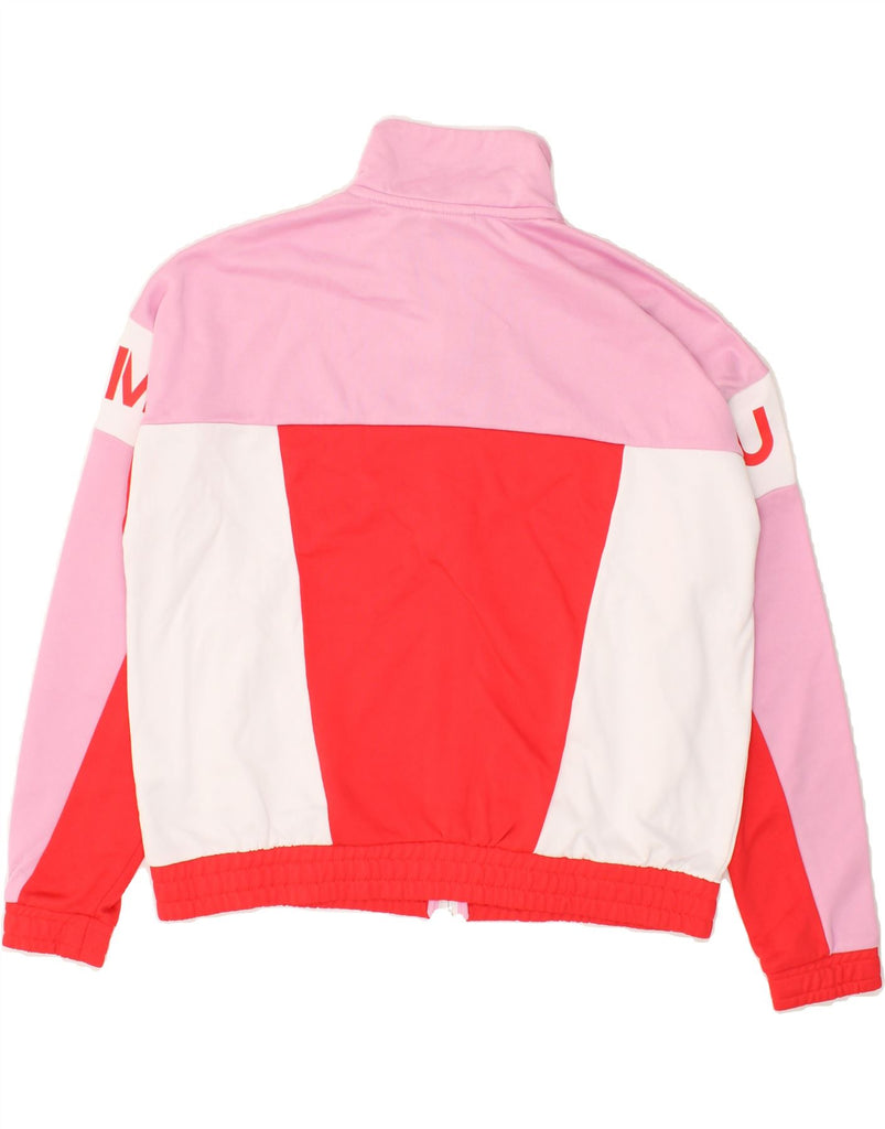 PUMA Womens Graphic Tracksuit Top Jacket UK 18 XL Pink Colourblock Cotton | Vintage Puma | Thrift | Second-Hand Puma | Used Clothing | Messina Hembry 