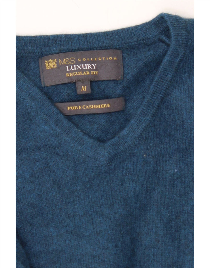 MARKS & SPENCER Womens Regular Fit V-Neck Jumper Sweater UK 14 Medium Blue Vintage Marks & Spencer and Second-Hand Marks & Spencer from Messina Hembry 