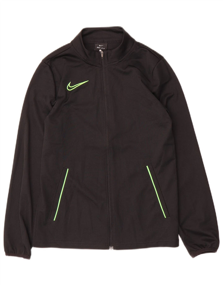 Nike Boys Dri Fit Tracksuit Top Jacket 12-13 Years Large Black Polyester