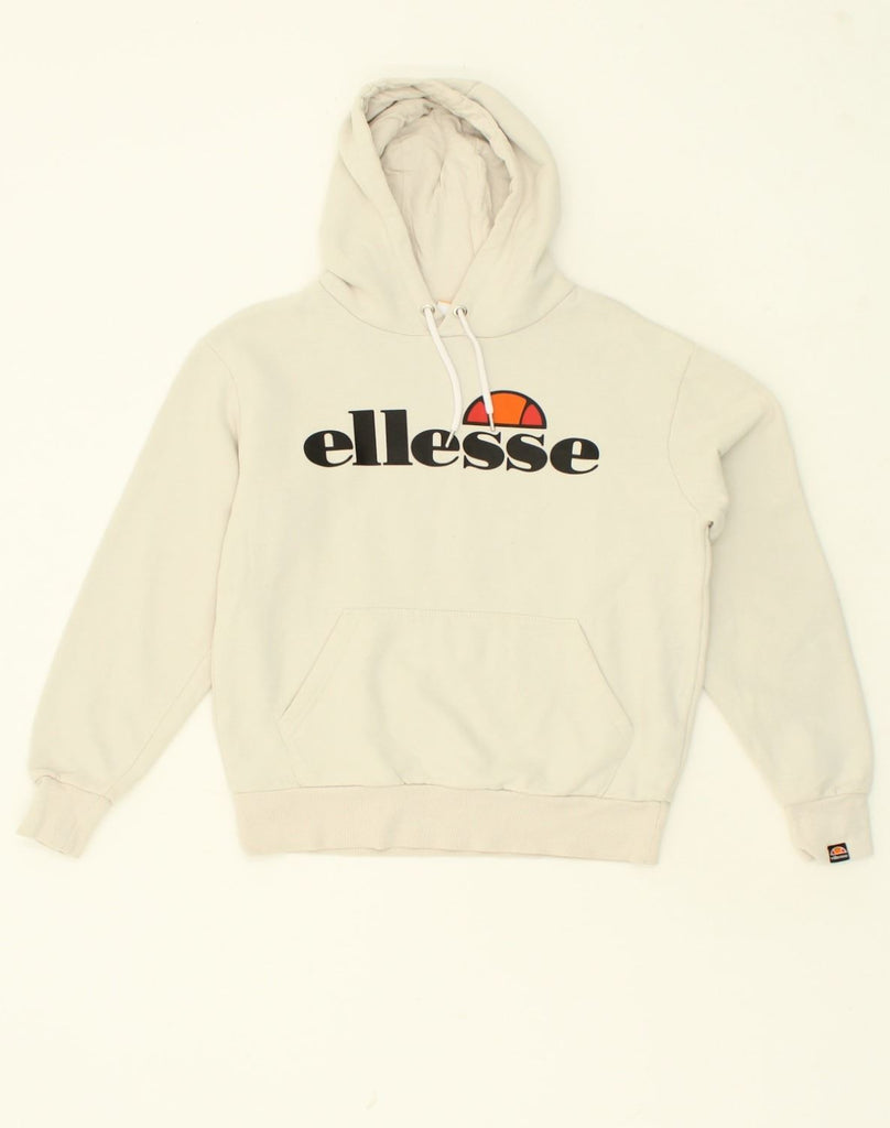 ELLESSE Mens Graphic Hoodie Jumper Medium Beige Cotton | Vintage Ellesse | Thrift | Second-Hand Ellesse | Used Clothing | Messina Hembry 