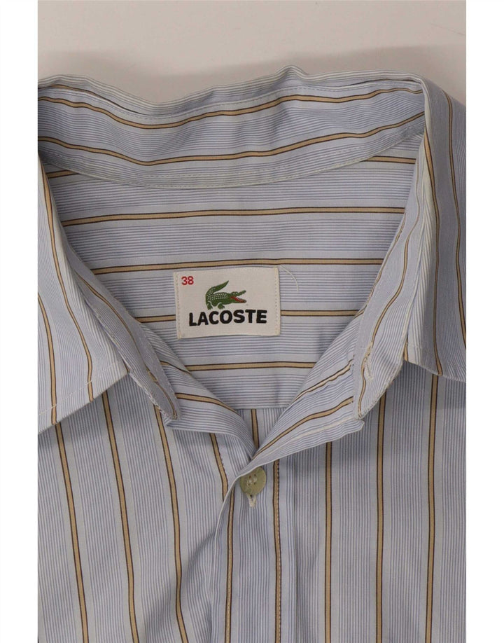 Lacoste Mens Shirt Size 38 Small Blue Striped Cotton