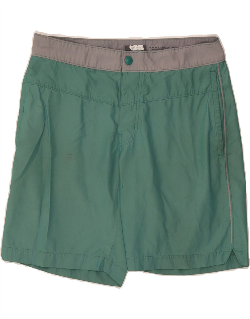 COLUMBIA Mens Omni-Shield Chino Shorts W32 Medium Green Colourblock Vintage Columbia and Second-Hand Columbia from Messina Hembry 