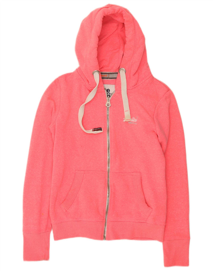 Superdry Womens Zip Hoodie Sweater UK 10 Small Pink Polyester