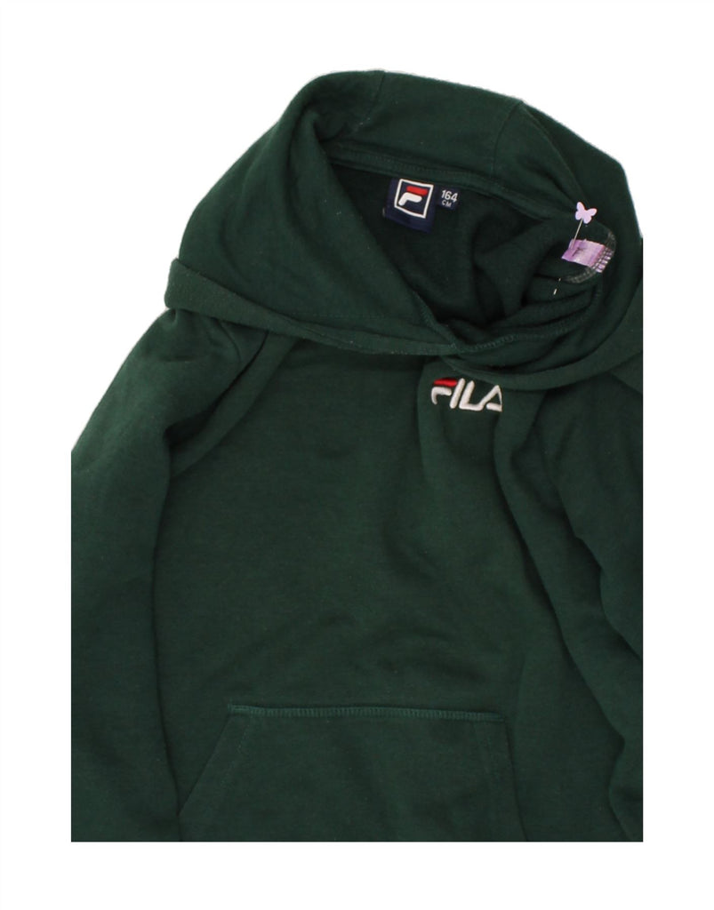 FILA Boys Hoodie Jumper 13-14 Years XL Green Cotton | Vintage Fila | Thrift | Second-Hand Fila | Used Clothing | Messina Hembry 