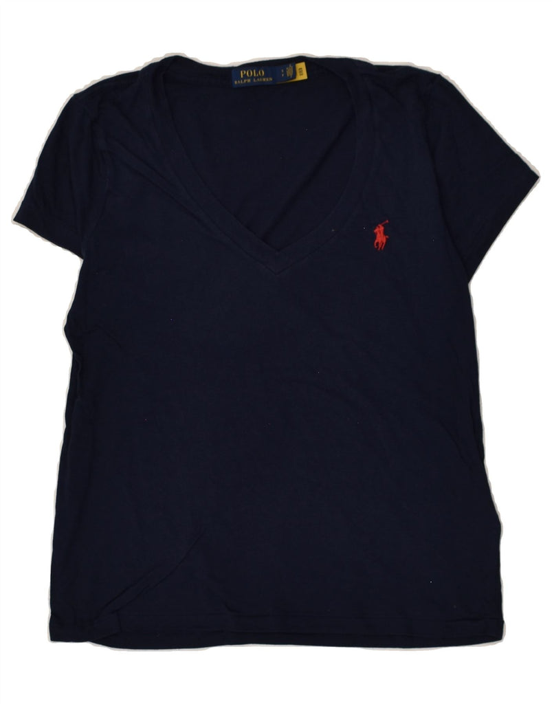 POLO RALPH LAUREN Womens T-Shirt Top UK 10 Small Navy Blue Cotton | Vintage Polo Ralph Lauren | Thrift | Second-Hand Polo Ralph Lauren | Used Clothing | Messina Hembry 
