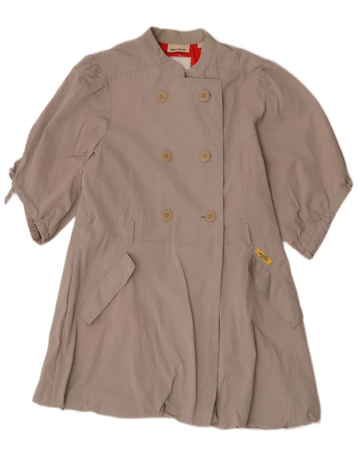 Dkny Womens 3/4 Sleeve Double Breasted Coat UK 16 Large Grey Polyester
