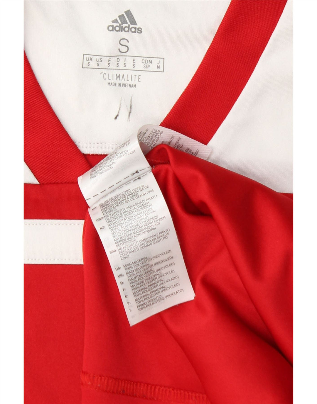 Adidas Mens Climalite T-Shirt Top Small Red Colourblock Polyester