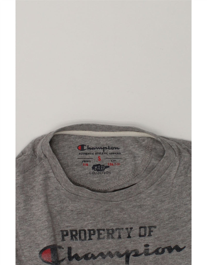 CHAMPION Boys Graphic T-Shirt Top 7-8 Years Small  Grey Cotton | Vintage Champion | Thrift | Second-Hand Champion | Used Clothing | Messina Hembry 