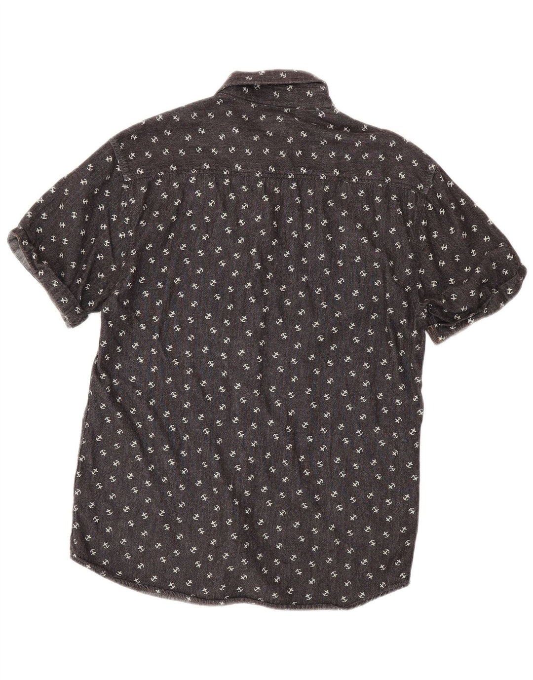 Jack & Jones Mens Abstract Pattern Short Sleeve Shirt Large Grey Cotton