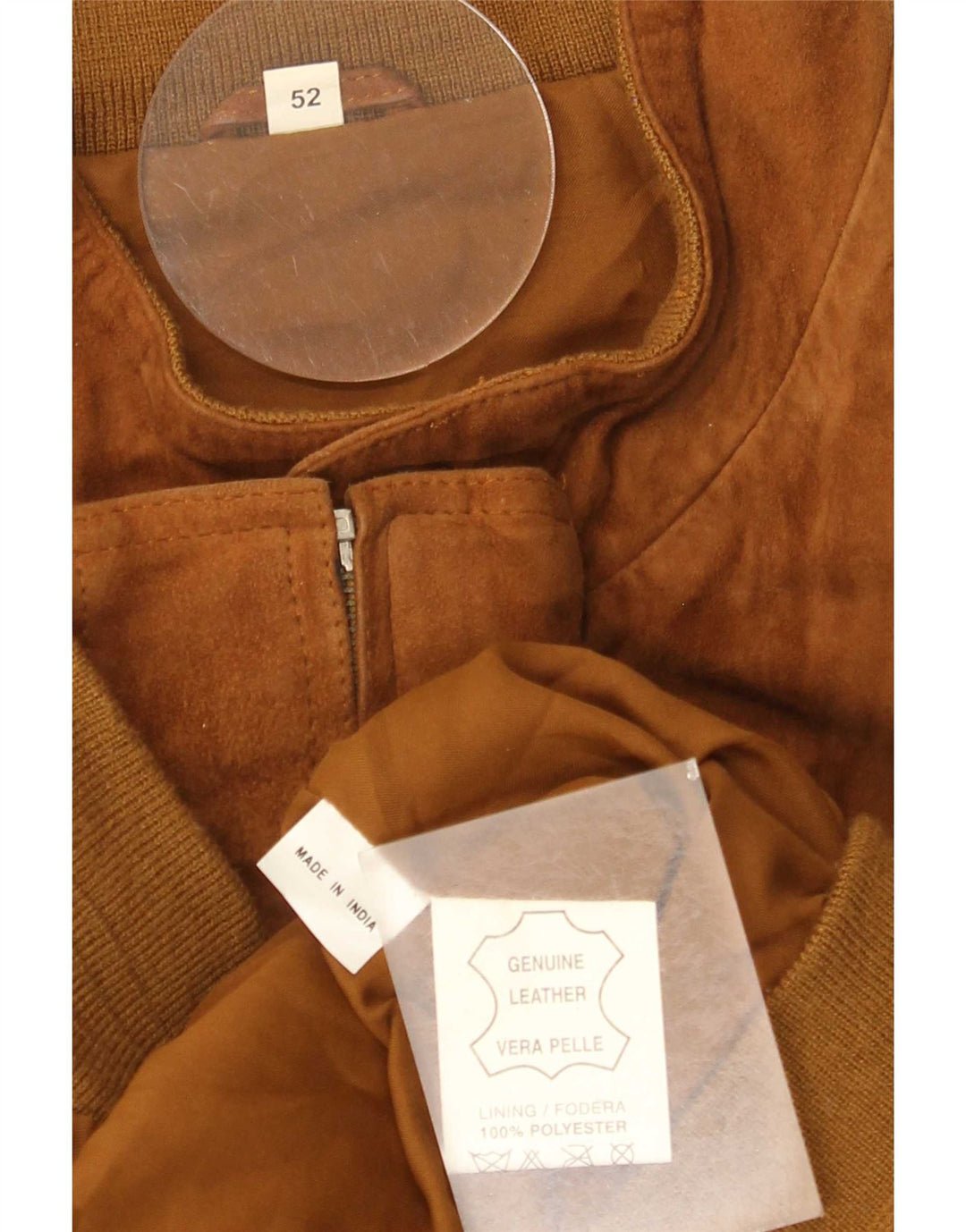 Vintage Mens Suede Bomber Jacket EU 52 XL Brown Leather