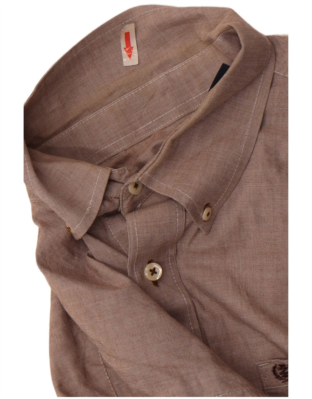 Izod Mens Shirt Medium Brown Cotton