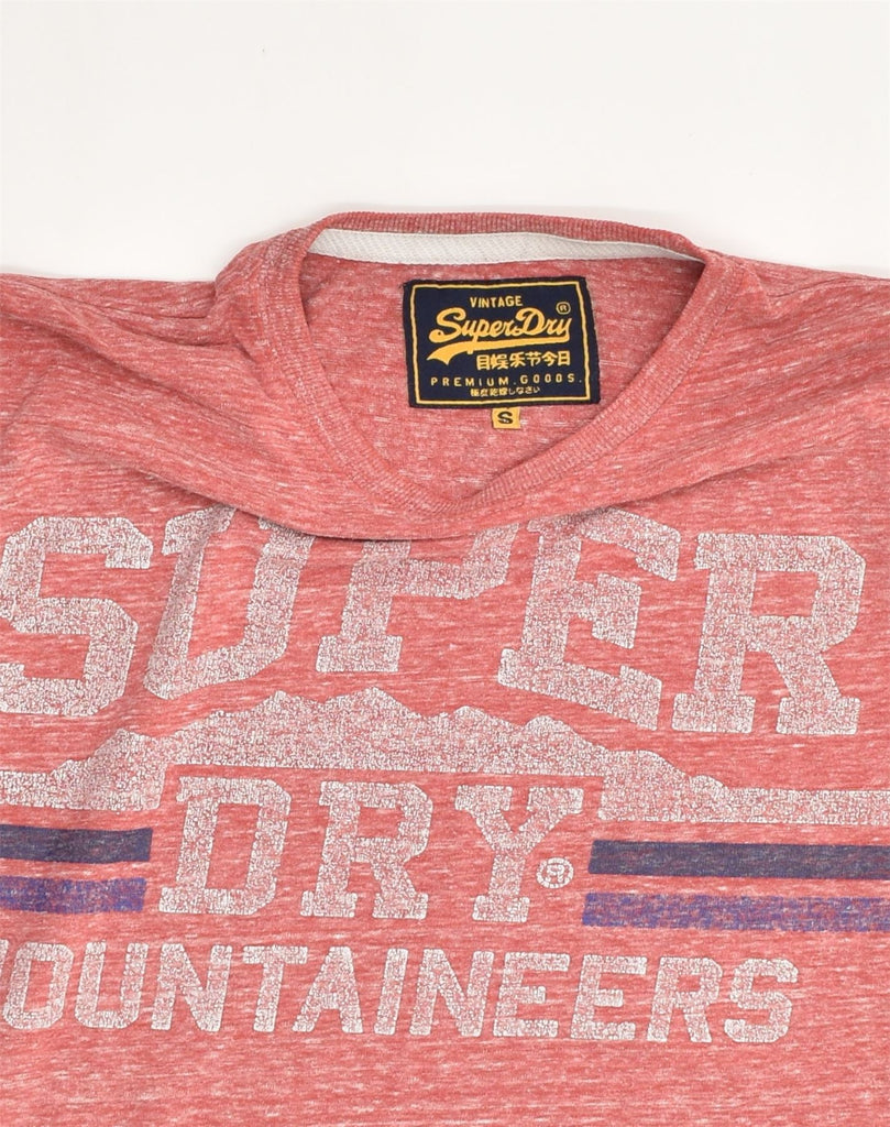 SUPERDRY Mens Graphic T-Shirt Top Small Pink Flecked Polyester | Vintage Superdry | Thrift | Second-Hand Superdry | Used Clothing | Messina Hembry 