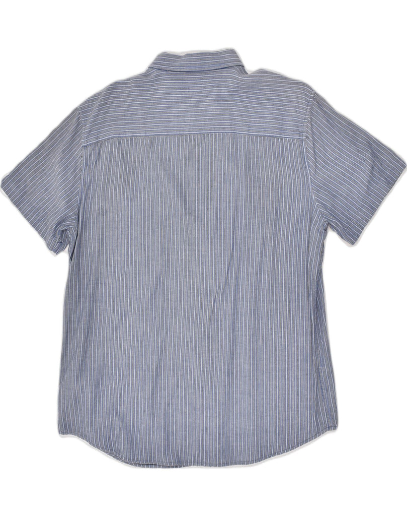 WRANGLER Mens Casual Fit Short Sleeve Shirt Large Blue Pinstripe Cotton | Vintage Wrangler | Thrift | Second-Hand Wrangler | Used Clothing | Messina Hembry 