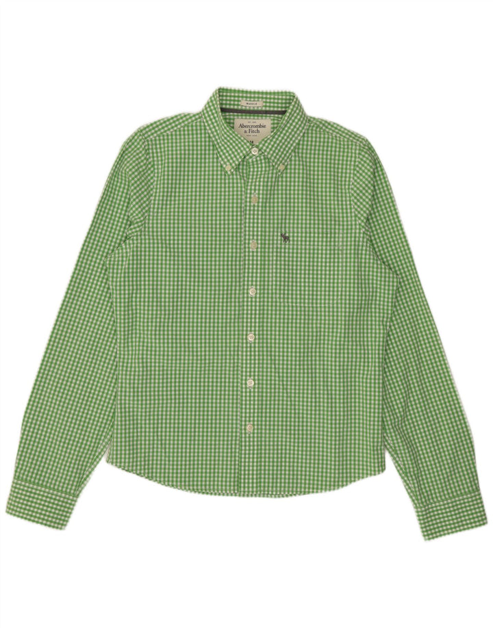 Abercrombie & Fitch Mens Muscle Shirt Medium Green Gingham Cotton