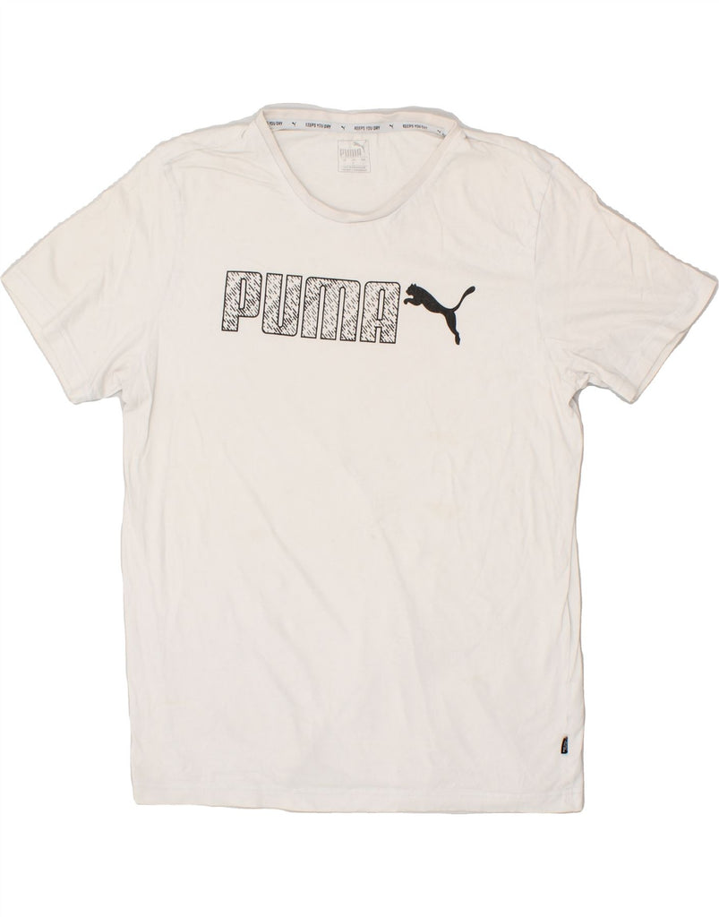 PUMA Mens Graphic T-Shirt Top Large White Cotton | Vintage Puma | Thrift | Second-Hand Puma | Used Clothing | Messina Hembry 