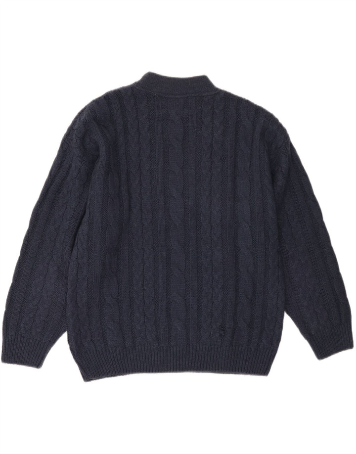 VINTAGE Womens Crew Neck Jumper Sweater UK 18 XL Navy Blue Acrylic