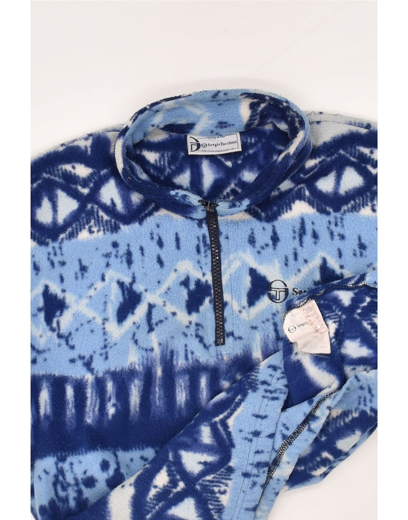 SERGIO TACCHINI Boys Zip Neck Fleece Jumper 8-9 Years Blue Fair Isle | Vintage Sergio Tacchini | Thrift | Second-Hand Sergio Tacchini | Used Clothing | Messina Hembry 