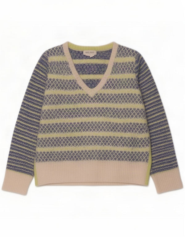 White Stuff Womens V-Neck Jumper Sweater UK 12 Medium Multicoloured Striped