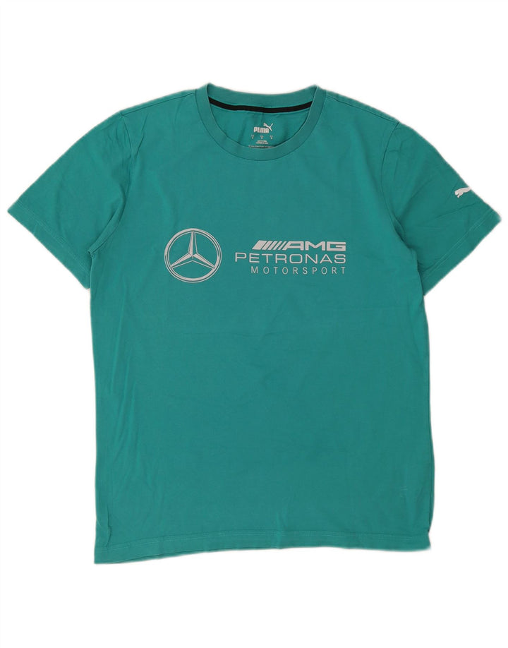 Puma Mens Graphic T-Shirt Top Small Turquoise Cotton