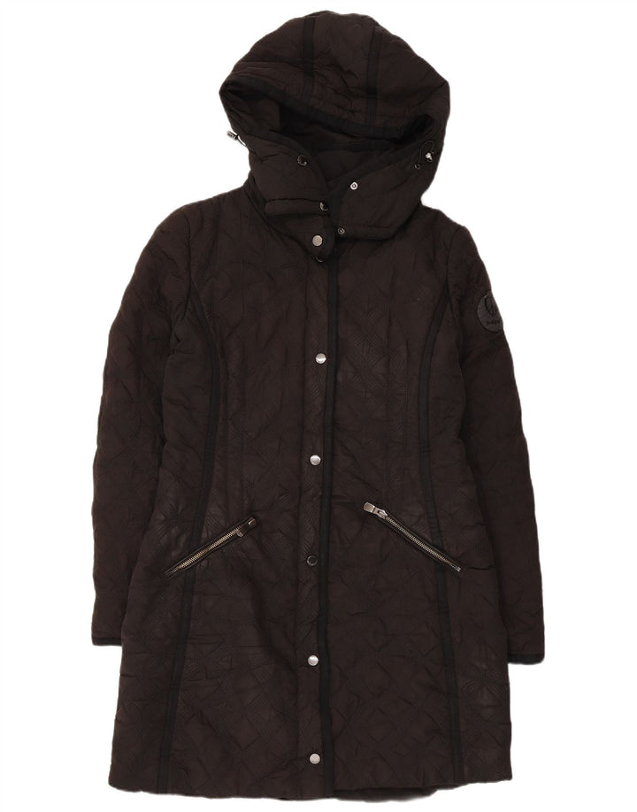 Desigual Womens Hooded Quilted Padded Coat EU 44 XL Black Polyester