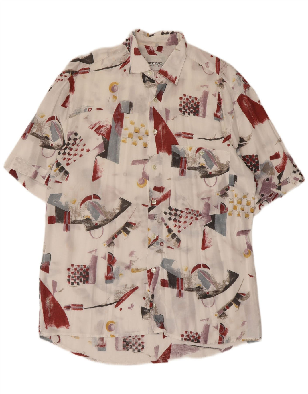 Dornbusch Mens Short Sleeve Shirt Size 39/40 Medium White Geometric