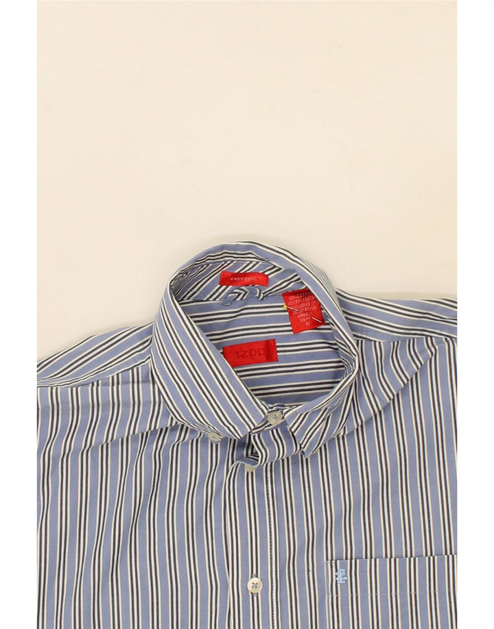 IZOD Mens Easy Care Short Sleeve Shirt Medium Blue Striped Cotton Vintage Izod and Second-Hand Izod from Messina Hembry 
