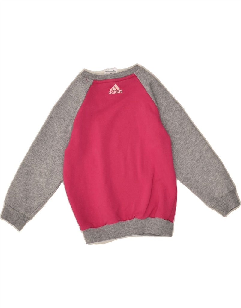 ADIDAS Girls Graphic Sweatshirt Jumper 2-3 Years Pink Colourblock Cotton | Vintage Adidas | Thrift | Second-Hand Adidas | Used Clothing | Messina Hembry 