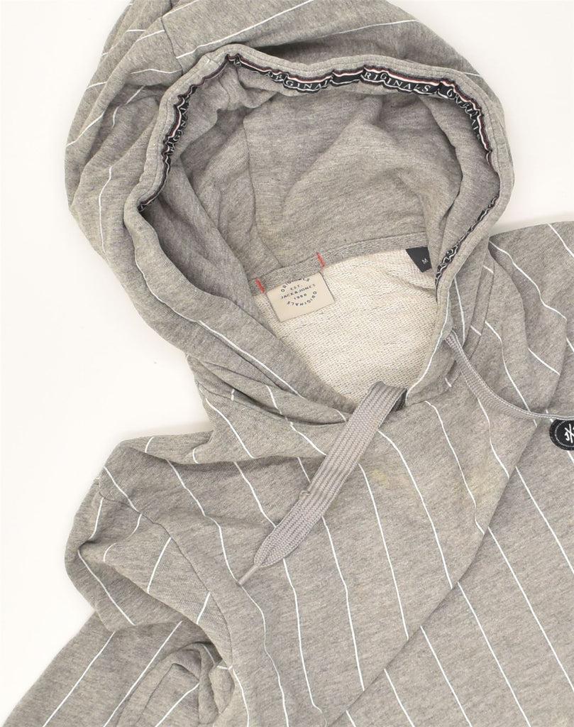 JACK & JONES Mens Hoodie Jumper Medium Grey Pinstripe Cotton | Vintage Jack & Jones | Thrift | Second-Hand Jack & Jones | Used Clothing | Messina Hembry 