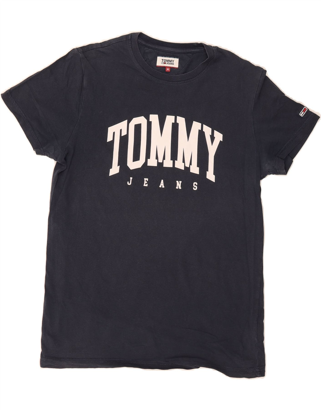 TOMMY HILFIGER Mens Graphic T-Shirt Top Medium Navy Blue Cotton Vintage Tommy Hilfiger and Second-Hand Tommy Hilfiger from Messina Hembry 