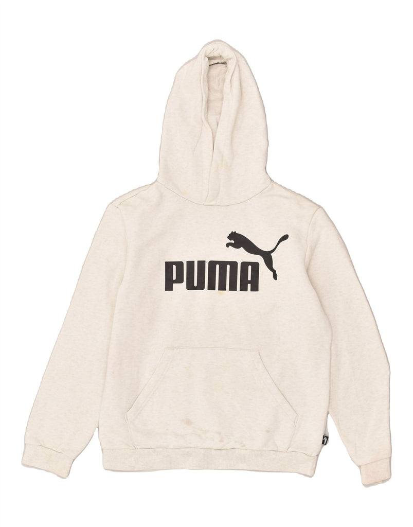 PUMA Boys Graphic Hoodie Jumper 13-14 Years Off White Cotton | Vintage Puma | Thrift | Second-Hand Puma | Used Clothing | Messina Hembry 