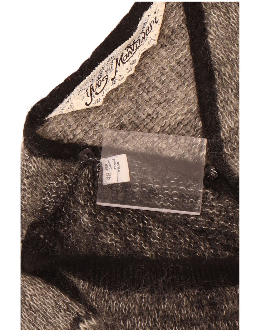 Vintage Womens Oversized Cardigan Sweater IT 48 XL Grey Fair Isle Mohair