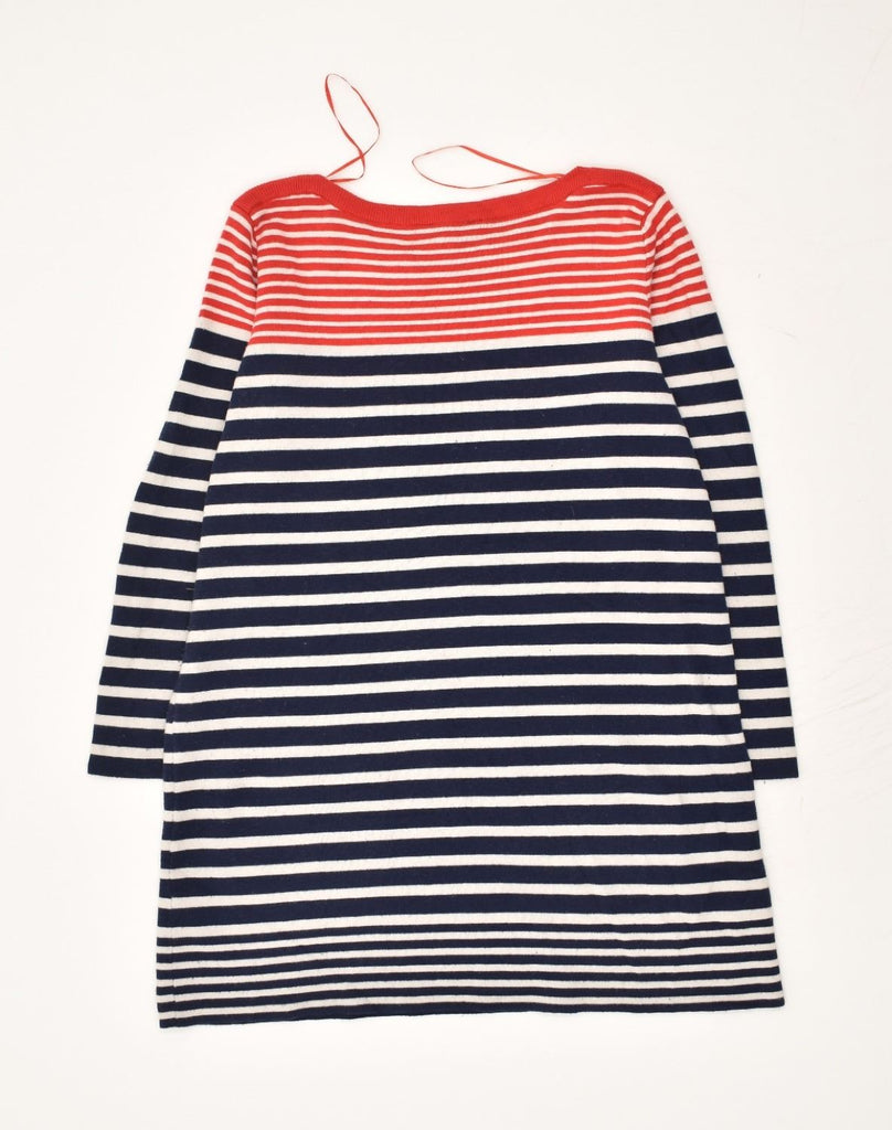 JOULES Womens Long Sleeve Jumper Dress UK 12 Medium Navy Blue Striped | Vintage Joules | Thrift | Second-Hand Joules | Used Clothing | Messina Hembry 