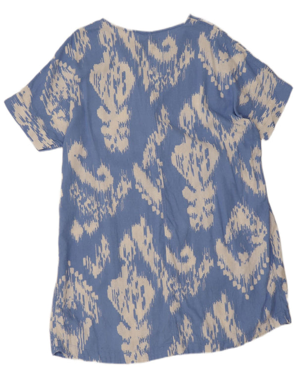 Marks & Spencer Womens Tent Dress UK 16 Large Blue Geometric Linen