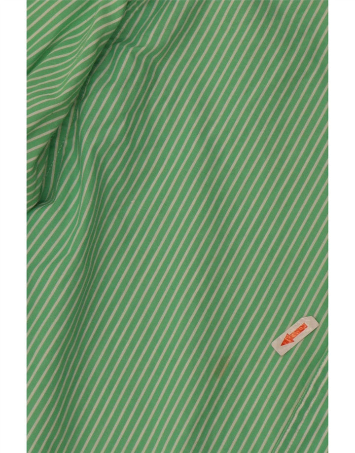 Chaps Mens Easy Care Shirt Large Green Pinstripe Cotton