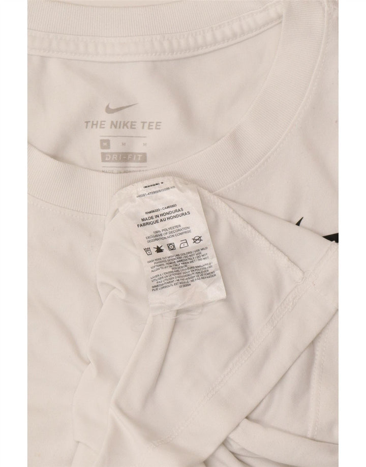 NIKE Womens Dri Fit T-Shirt Top UK 14 Medium White Polyester