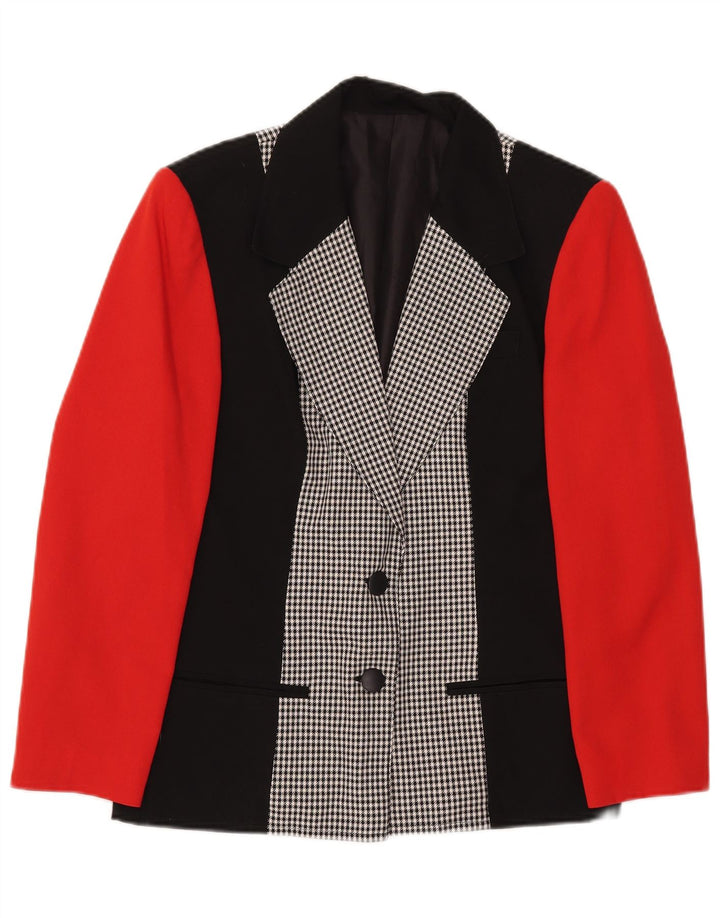 Vintage Womens 2 Button Blazer Jacket UK 8 Small Multicoloured Colourblock