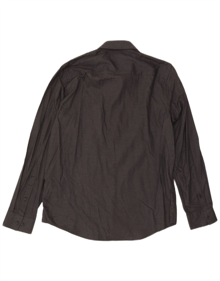 Calvin Klein Mens Regular Fit Shirt Large Black Pinstripe Cotton