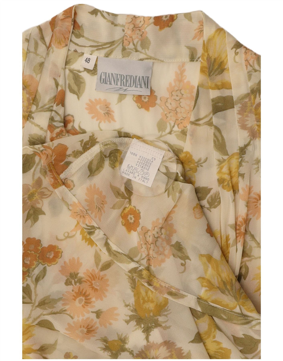 GIANFREDIANI Womens See Through Shirt Blouse IT 48 XL Green Floral