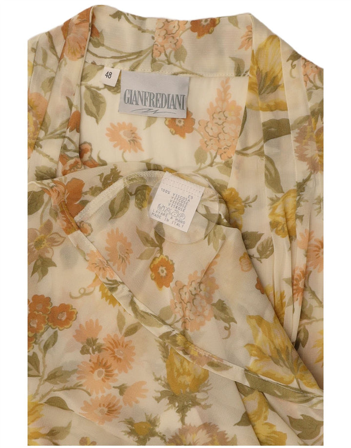 GIANFREDIANI Womens See Through Shirt Blouse IT 48 XL Green Floral