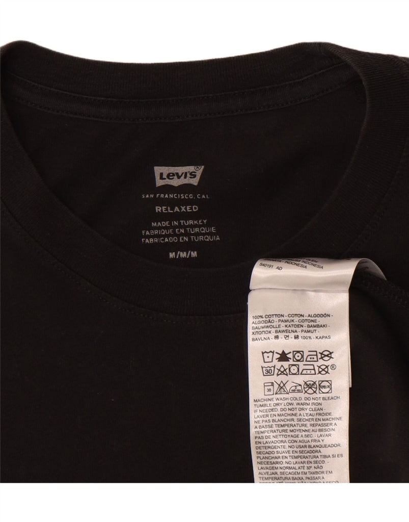 LEVI'S Mens Relaxed Fit Graphic T-Shirt Top Medium Black Cotton Vintage Levi's and Second-Hand Levi's from Messina Hembry 