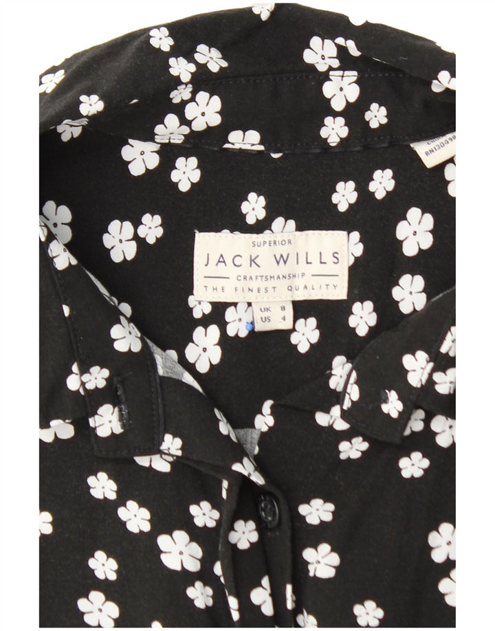 JACK WILLS Womens Pullover Shirt Dress UK 8 Small Black Floral Viscose