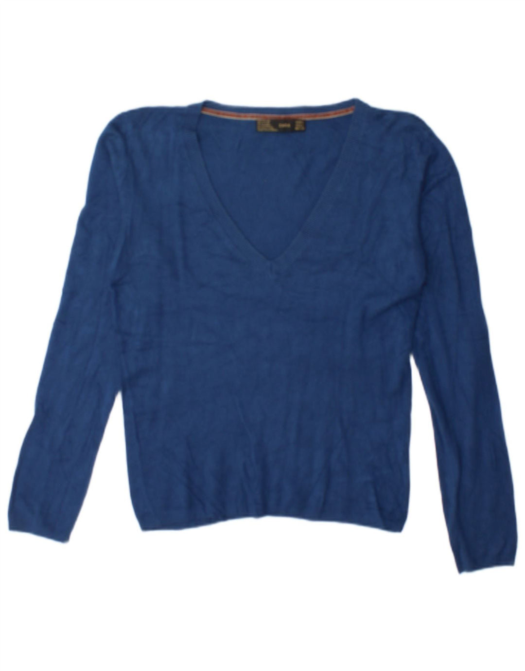 Zara Womens V-Neck Jumper Sweater UK 16 Large Blue Rayon