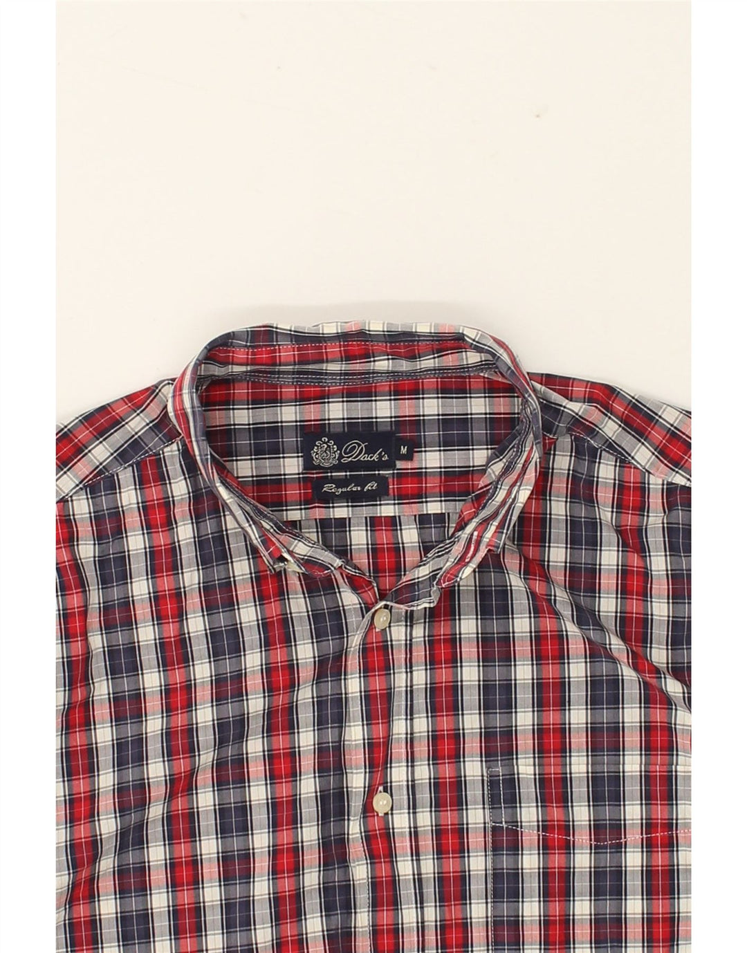 DACK'S Mens Regular Fit Shirt Medium Navy Blue Check Cotton Vintage Dack's and Second-Hand Dack's from Messina Hembry 