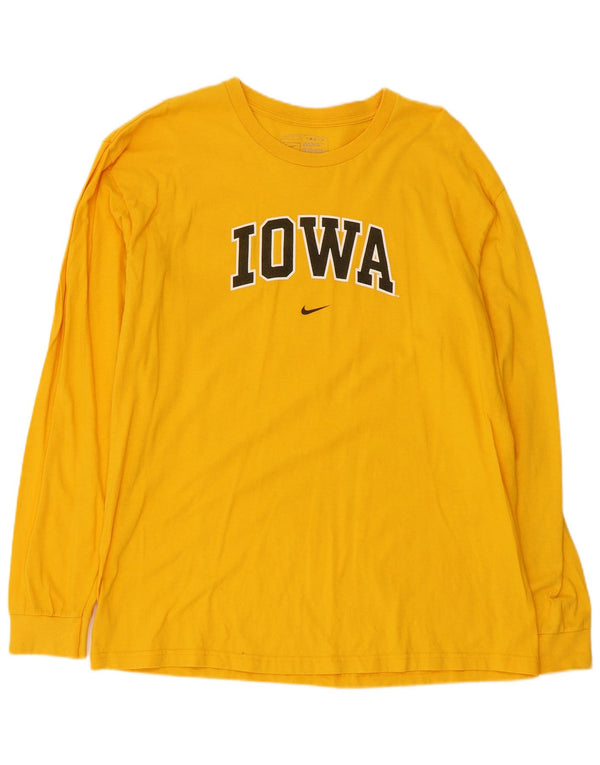 Nike Mens Iowa Hawkeyes Graphic Top Long Sleeve Large Yellow Cotton