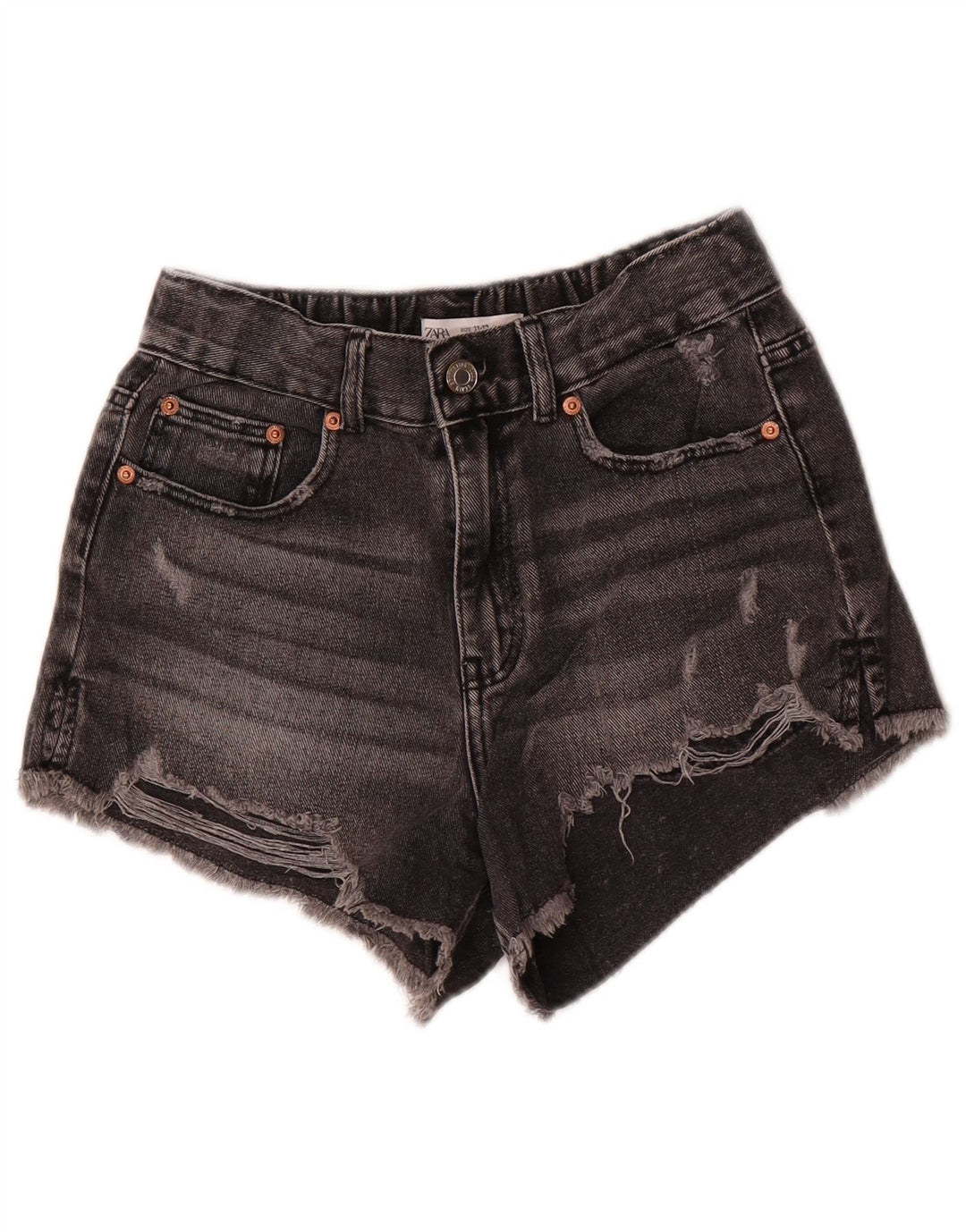 Zara Girls Distressed Denim Shorts 11-12 Years W26 Grey
